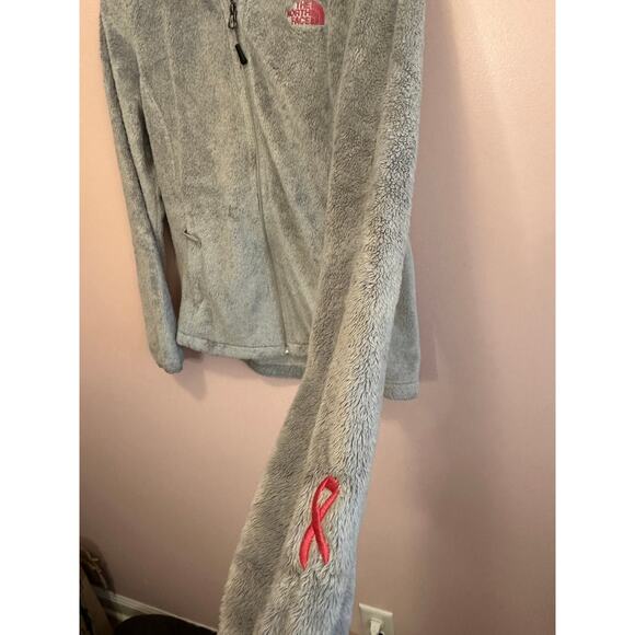 The North Face Jacket Womens Small Fleece Osito Full Zip Gray Pink Ribbon - Picture 12 of 12